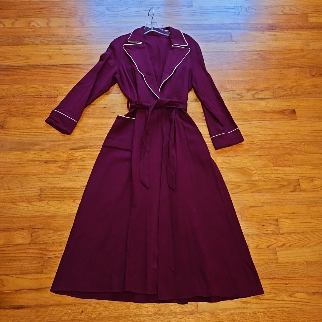 Vtg Antique 30s/40s Wool Purple Ladies Dressing Gown Robe Exellent! M/L