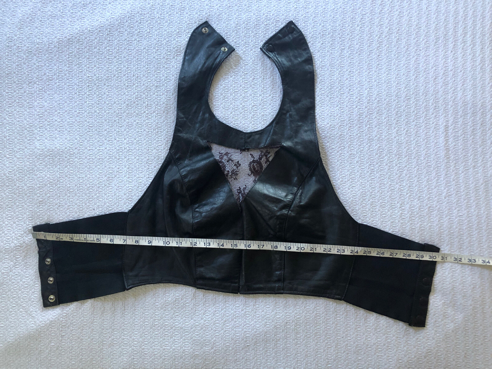 Vintage 1980s Leather Lace Cut Out Top Goth Death Rocker Biker Boho Batcave Club