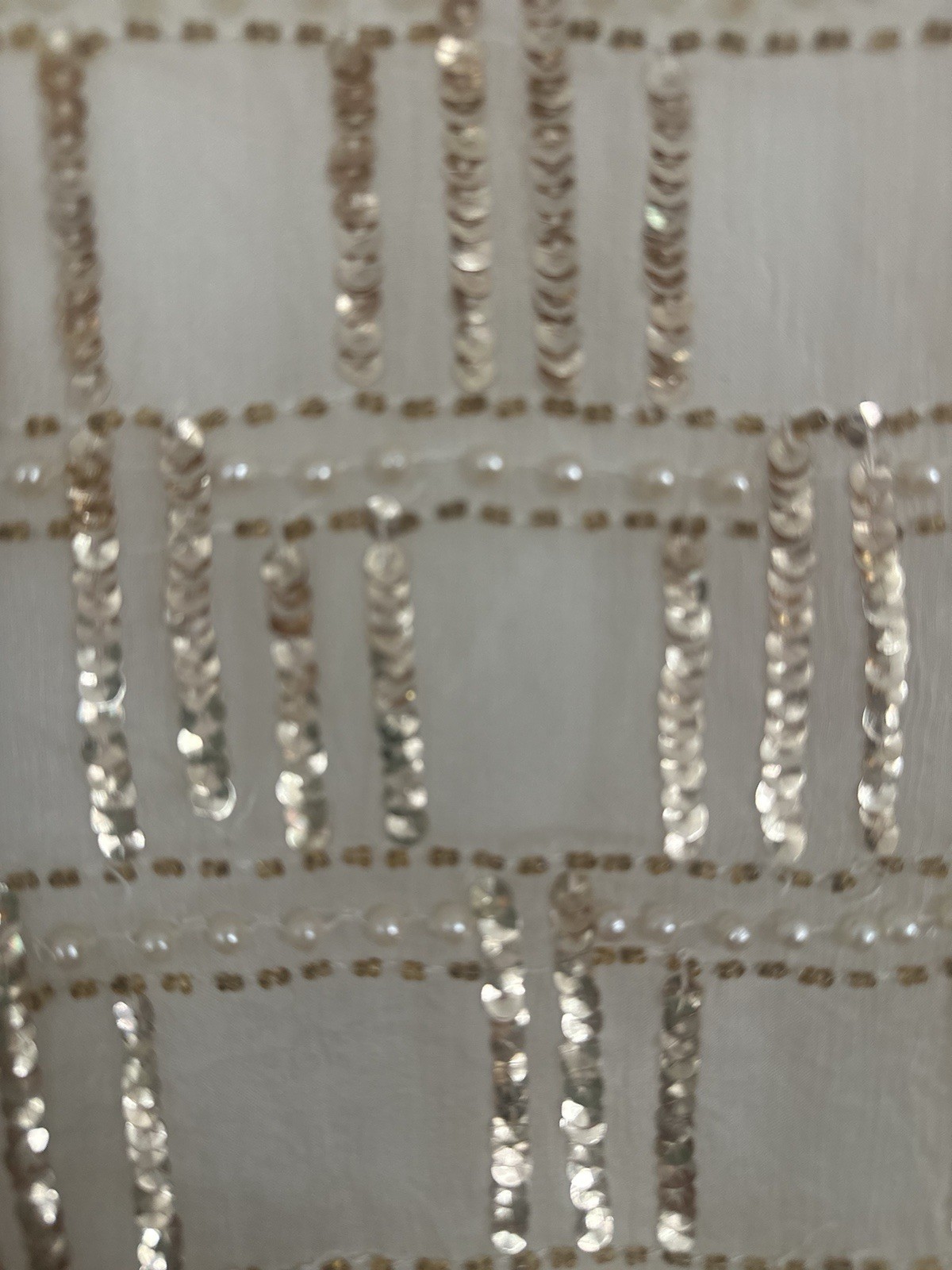 Vintage 90s Beige Silk Beaded Cocktail Dress Jennifer KVM M