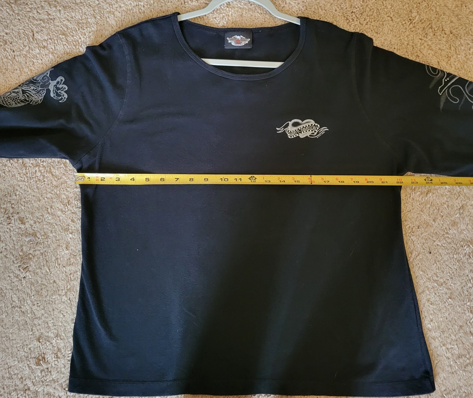 Harley Davidson Vintage 2004 Y2K Rhinestone Cotton KOI DRAGON Long Sleeve Size L