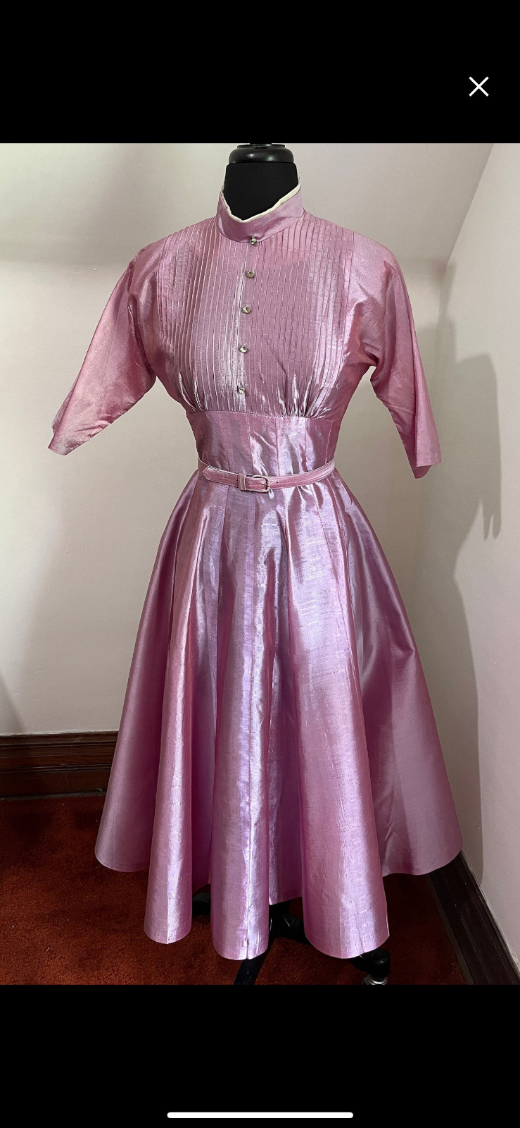 Vintage 1950s beautiful dusty rose raw silk party dress, size S