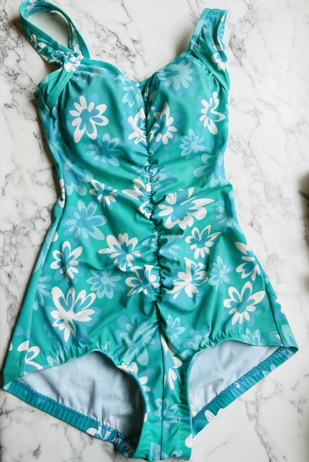 Vintage Women’s XS/S Rose Marie Reid Floral Retro One Piece Swimsuit Mint