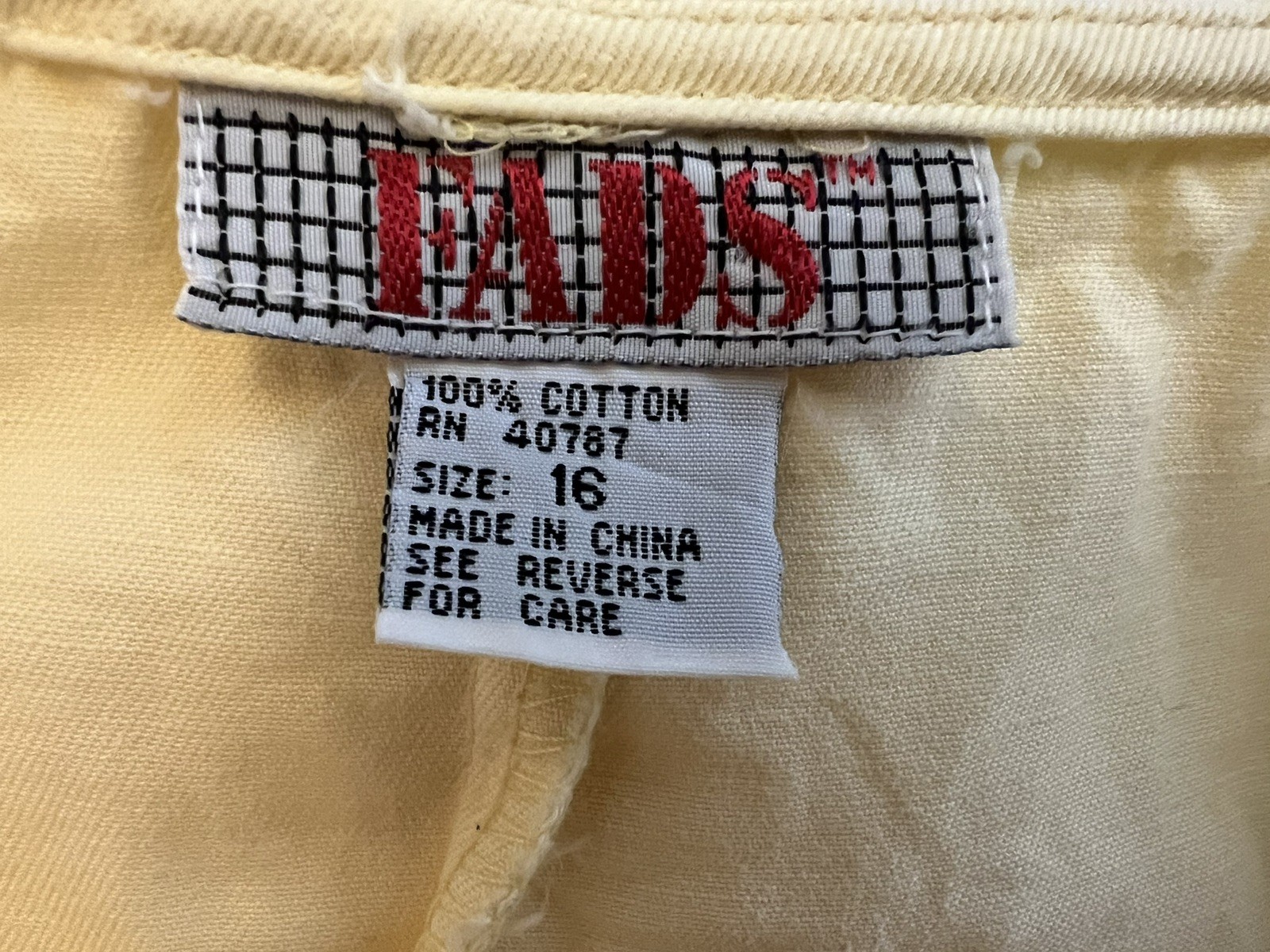 Vintage FADS Yellow Cotton Short Sleeve Cottagecore Dress Size 16