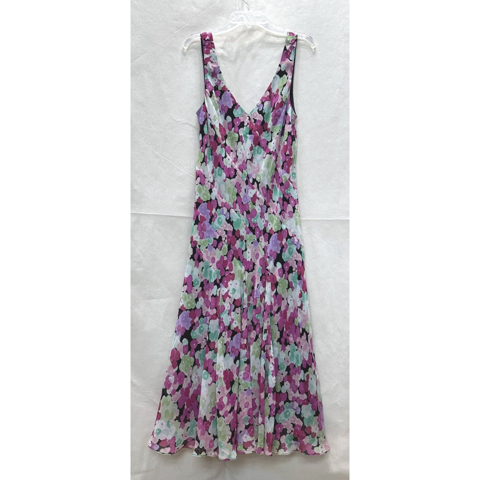 Vintage Y2K Jones NY Dress Fairy Whimsy Garden Party Silk V-Neck Midi Dress S?