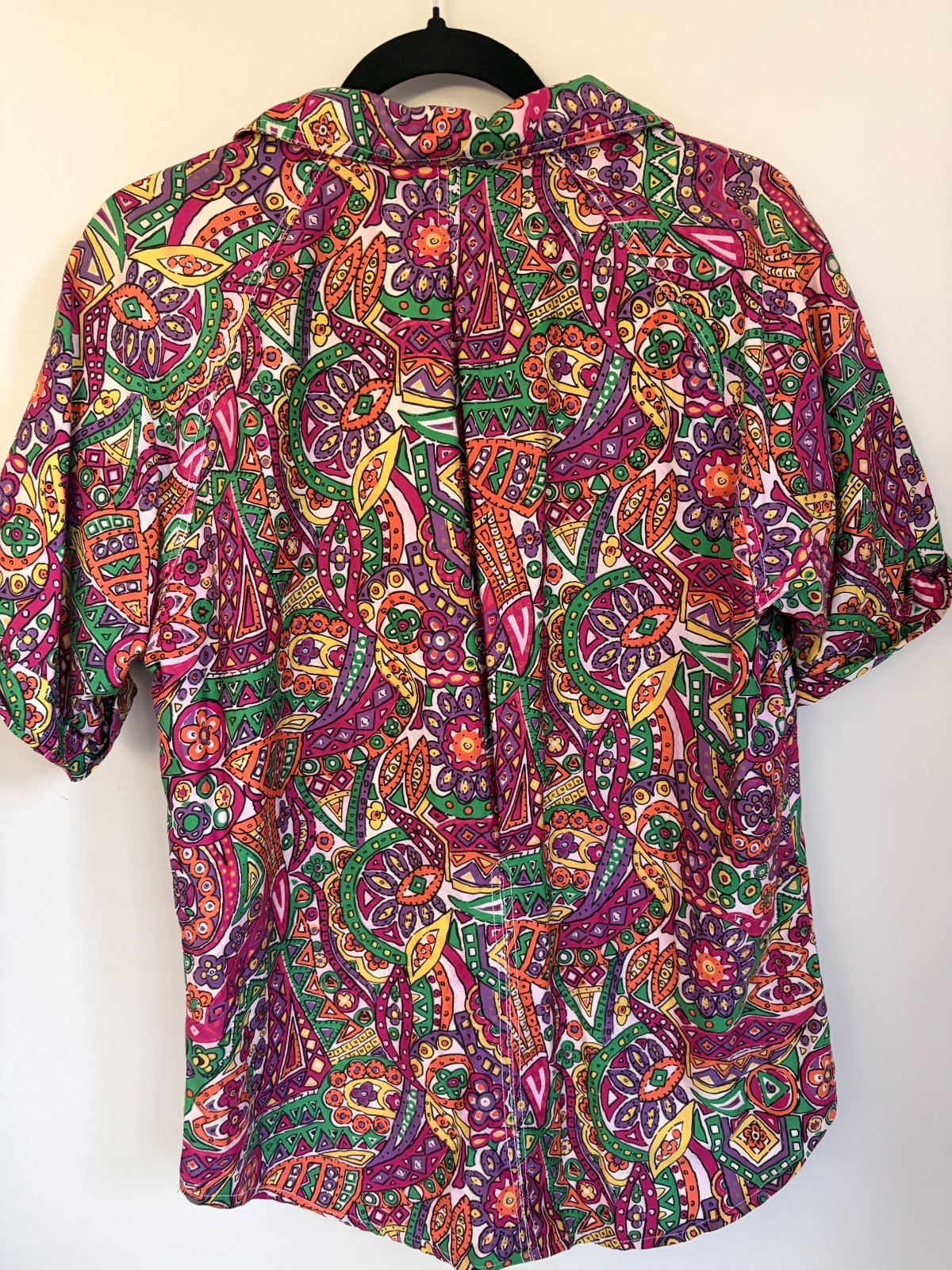 Vintage 1970s Da Rue California Tropical Abstract Button Up Shirt Made USA Cotto