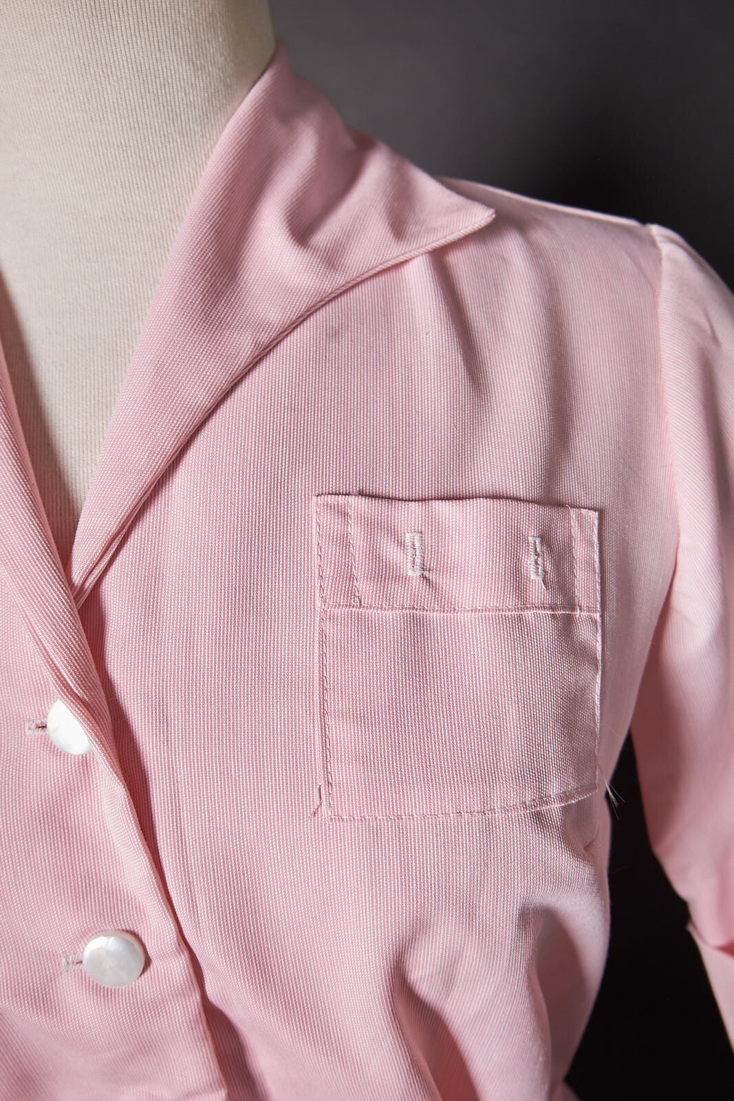 1970s Pink Candy Stripper Nurses Dress Uniform