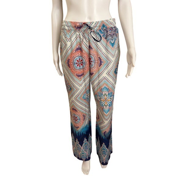 Vanilla Star Colorful Flowy Rayon Pants Size Medium