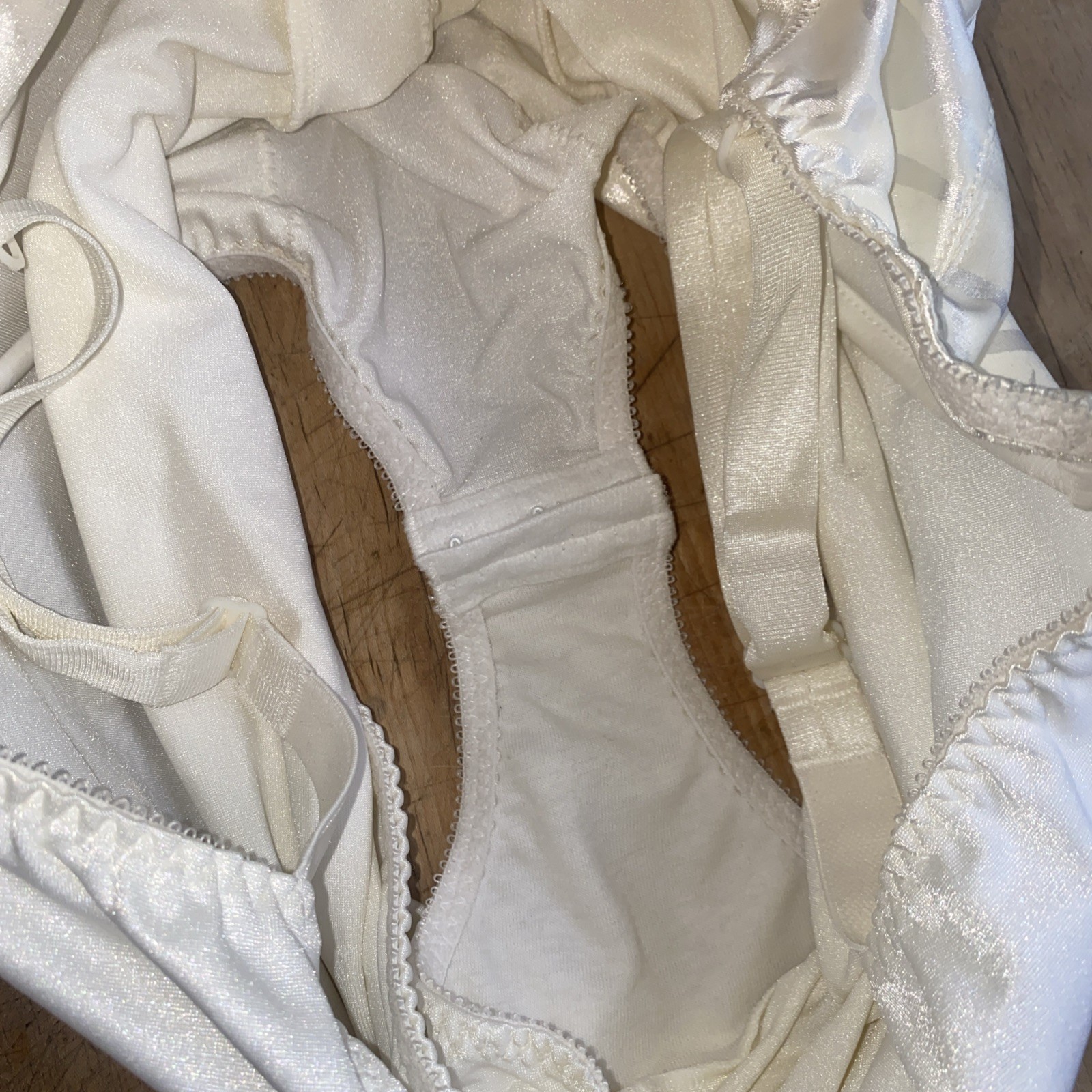 Hanes Her Way Vintage Ivory Tank Bodysuit Satin Print Panels Sexy Sissy 40C
