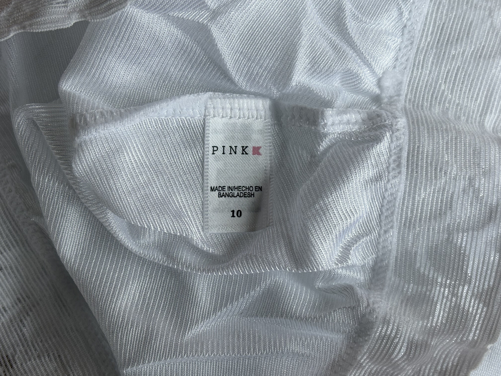 KMart PINK K 10/3XL PURE White SATIN Lace Waist Nylon Brief Panties NWOT VTG