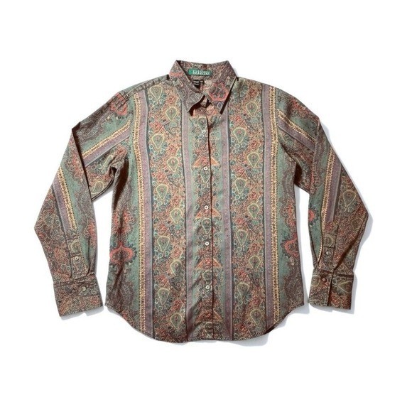 Y2K vintage Size M Ralph Lauren boho paisley button up Preppy Old Money Classic