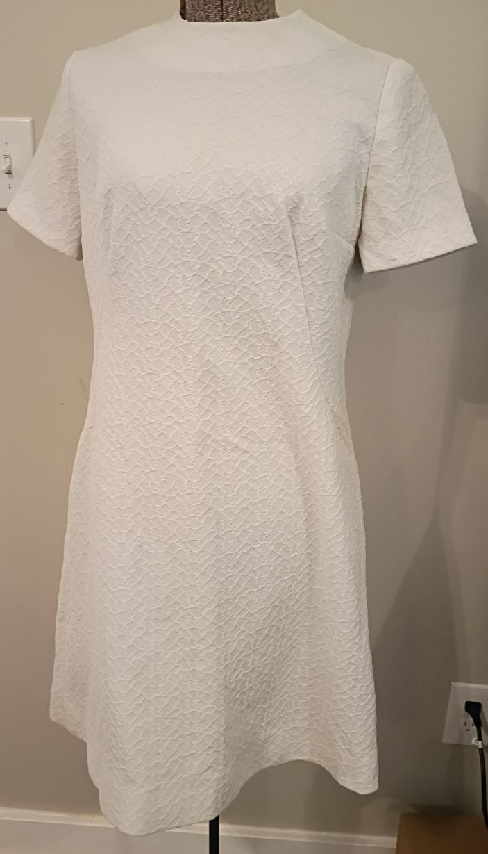 White Dress Homemade Vintage 60s 70s S/S A Line Midi Polyester