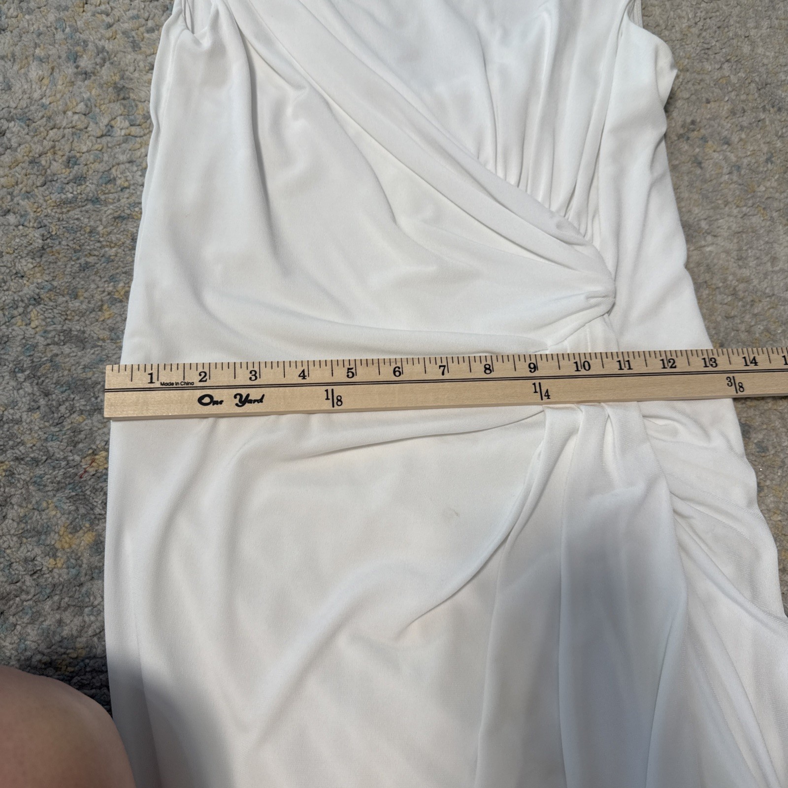 Vtg Rubber Ducky made in USA white formal long wedding dress side slit sz S 90s