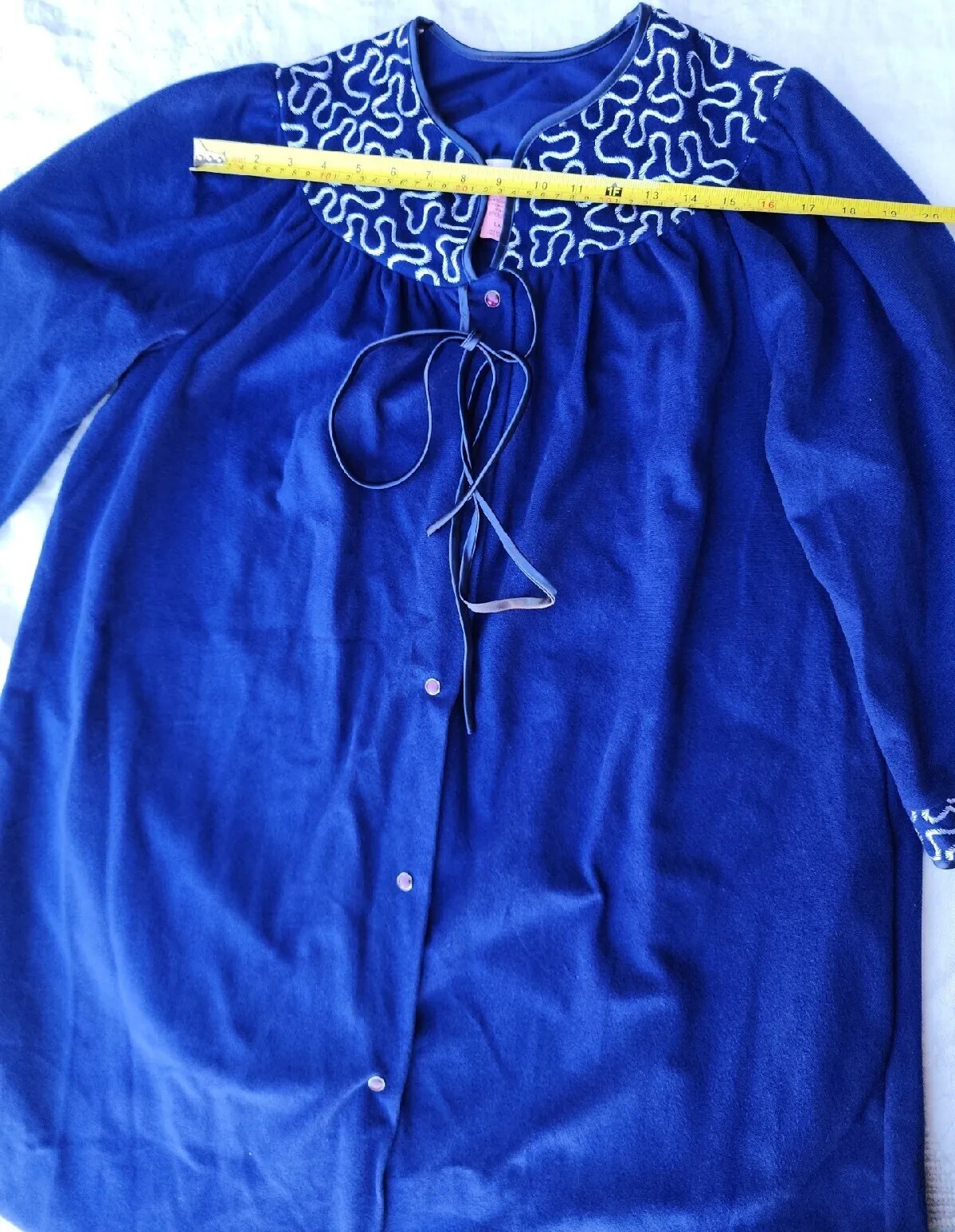 VTG USA Evelyn Pearson Dacran Blue Du Pont Caftan Robe Housecoat Women’s Sz L