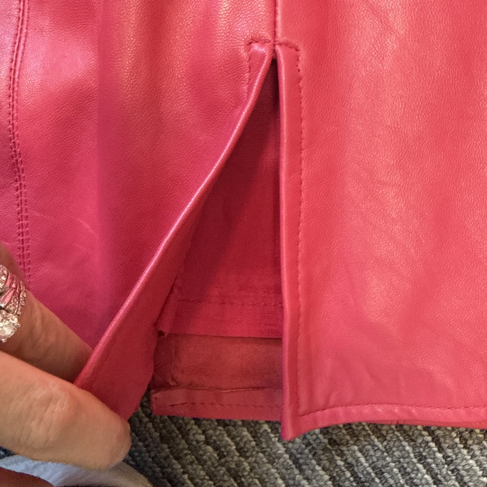 VTG 90’s Vakko Pink Leather Body Con sleeveless Barbie dress size 02