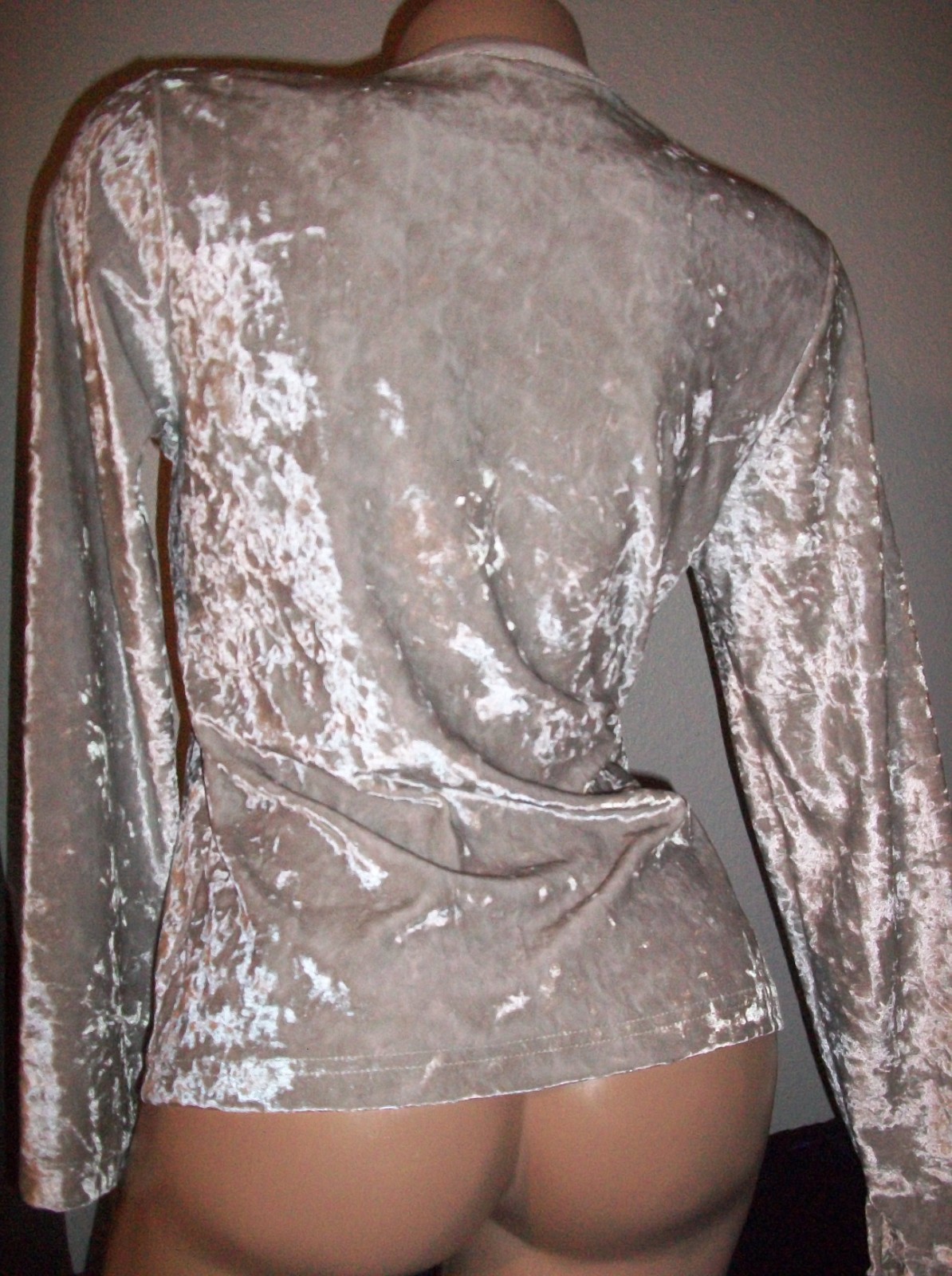 Vtg Fashion Bug Purple Silver Crushed Velvet Pullover Top S
