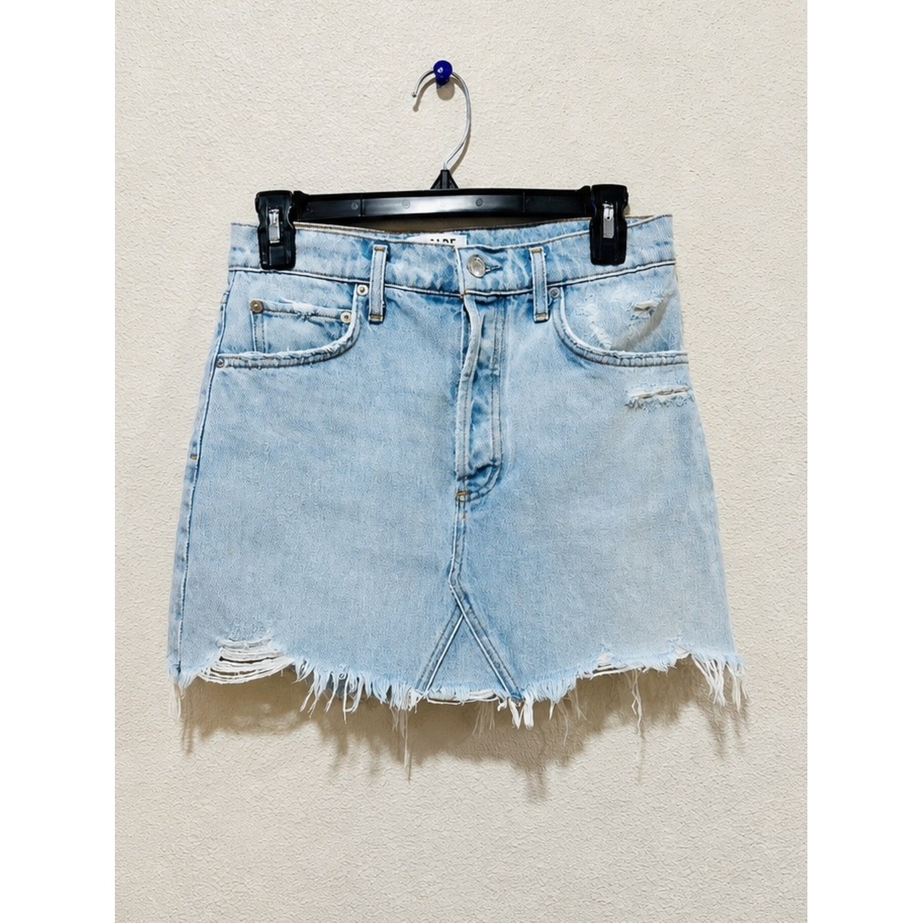 AGOLDE Skirt Light Blue Distressed Denim Mini size 26 $148