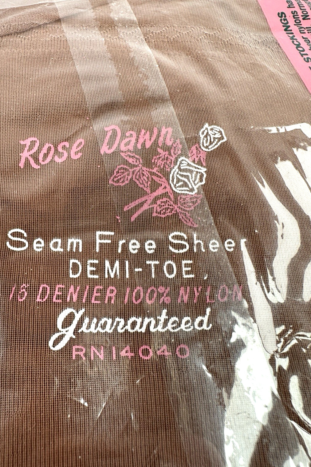 Rose Dawn Seamfree Sheer Demi-Toe Suntone Medium 8.5 100% Nylon (15 Denier) New