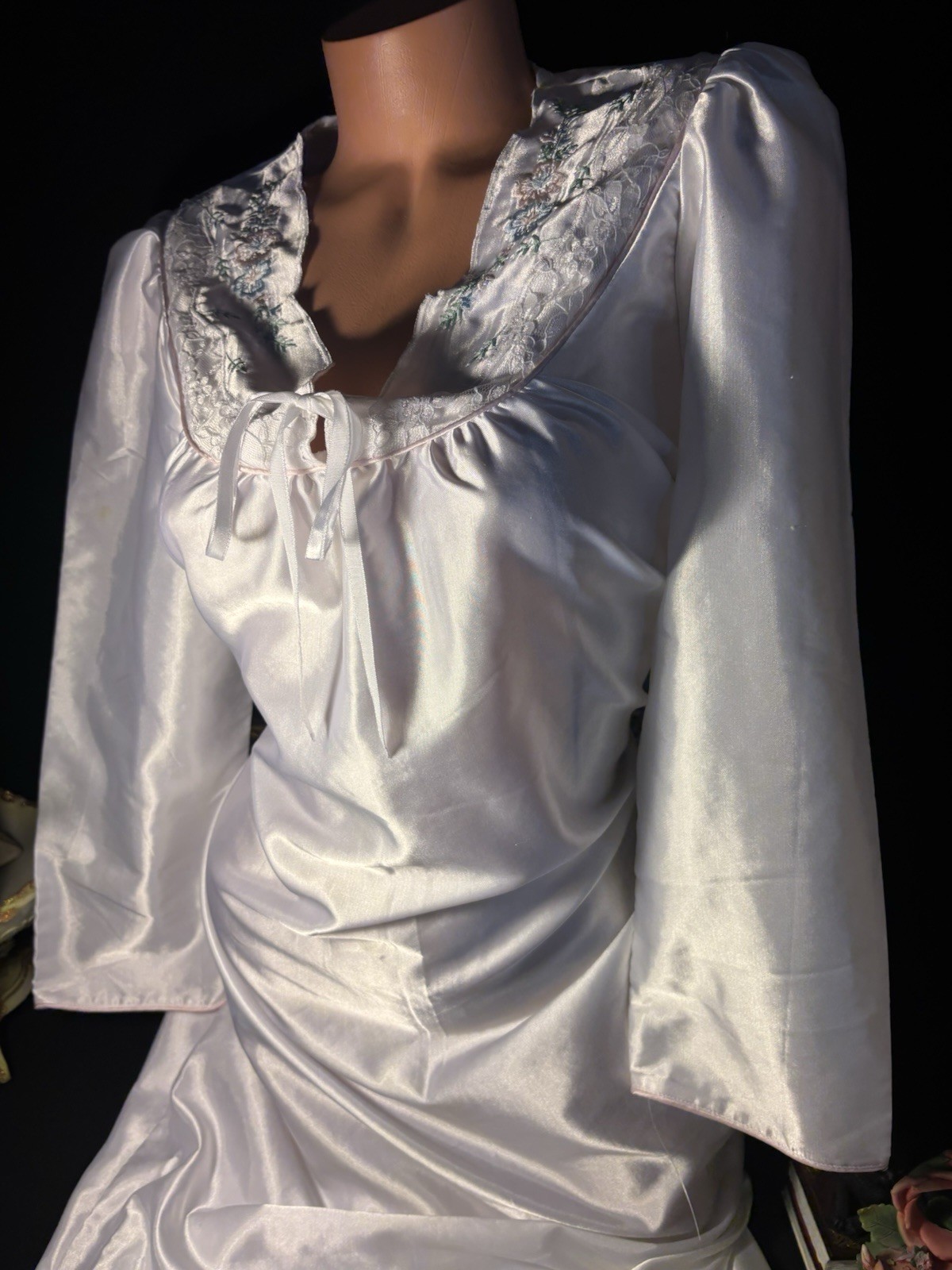 Vtg Satin Shiny White Gown Long Nightgown Vtg Sexy Anastasia Nightgown Long Gown