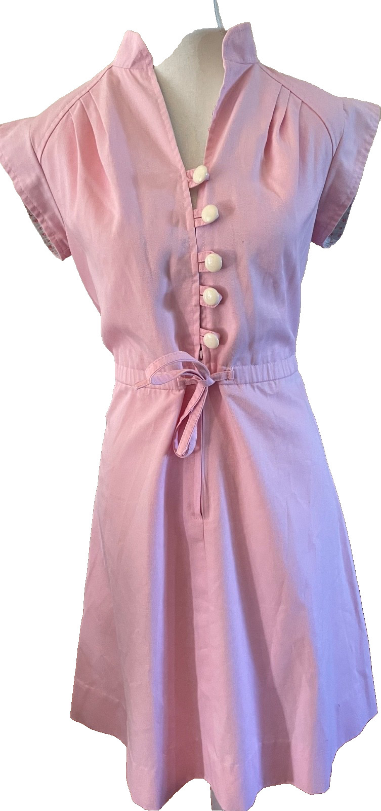 Scharade for Katies Dress VINTAGE Size 12 / 14 Pink Drawstring Buttons Zip F&F