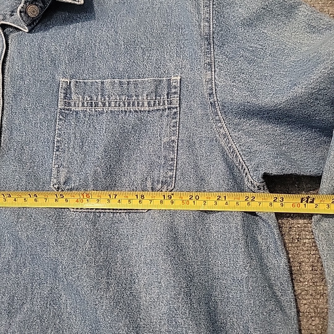 Vintage Denim Shirt L Hong Kong Button Up 100% Cotton Newton Trading Co