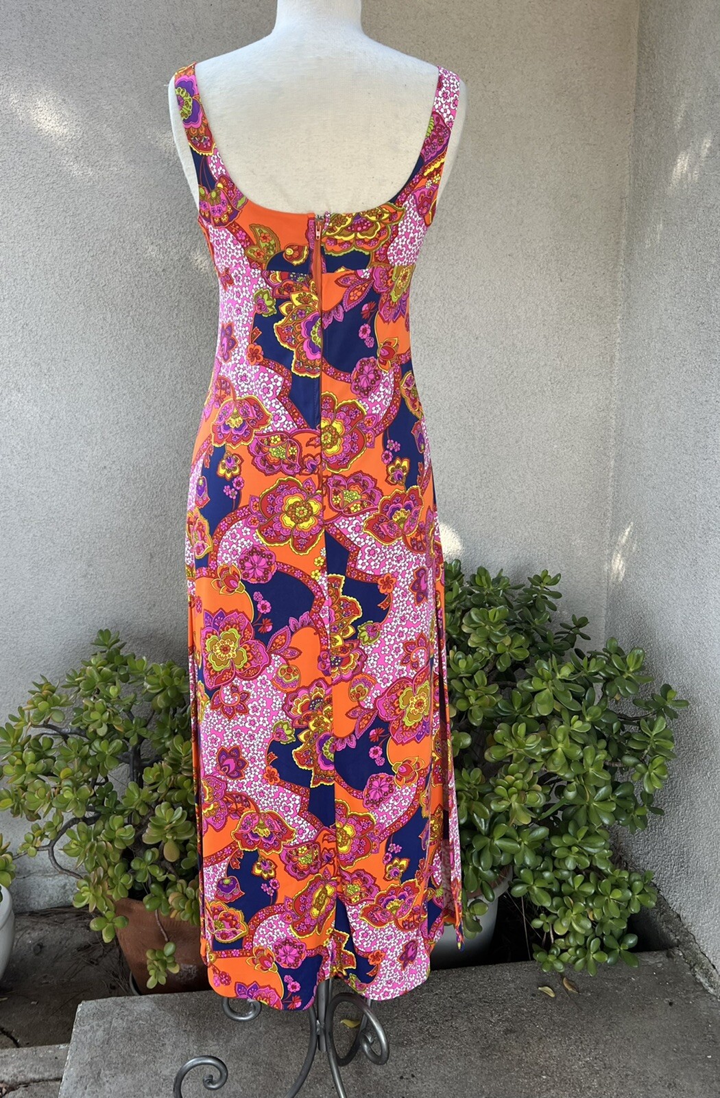 Vintage Maxi Dress By Catalina inc colorful resort wear sz S Mod Print