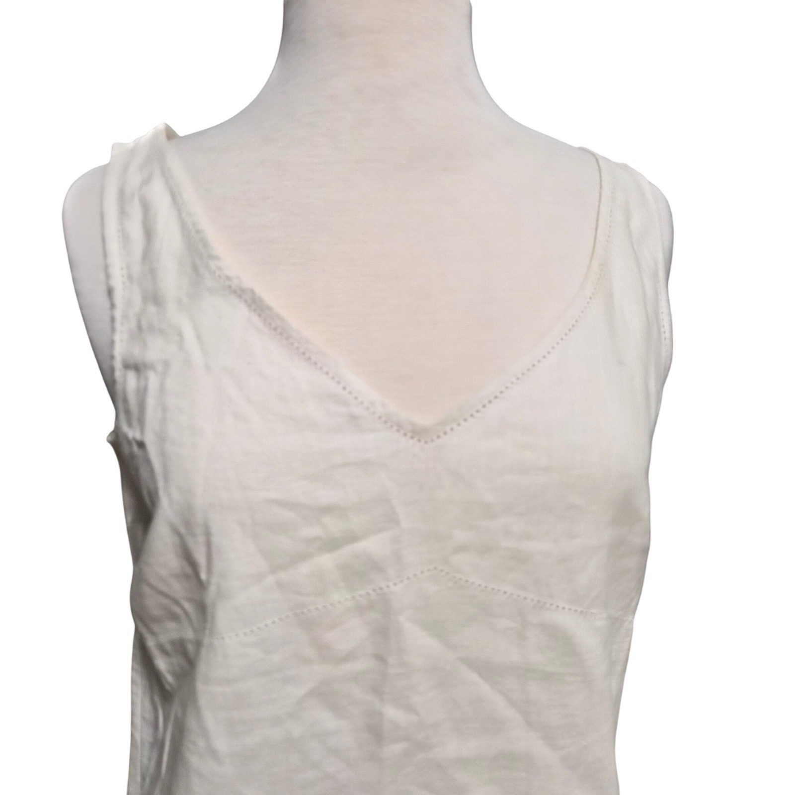 Compagnie Internationale Express White Linen Sleeveless V-Neck Dress NWT 11/12