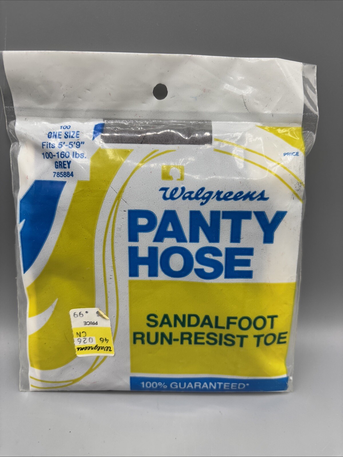 Walgreens Vintage Pantyhose Sandalfoot Run-Resist Toe ONE SIZE Grey NOS