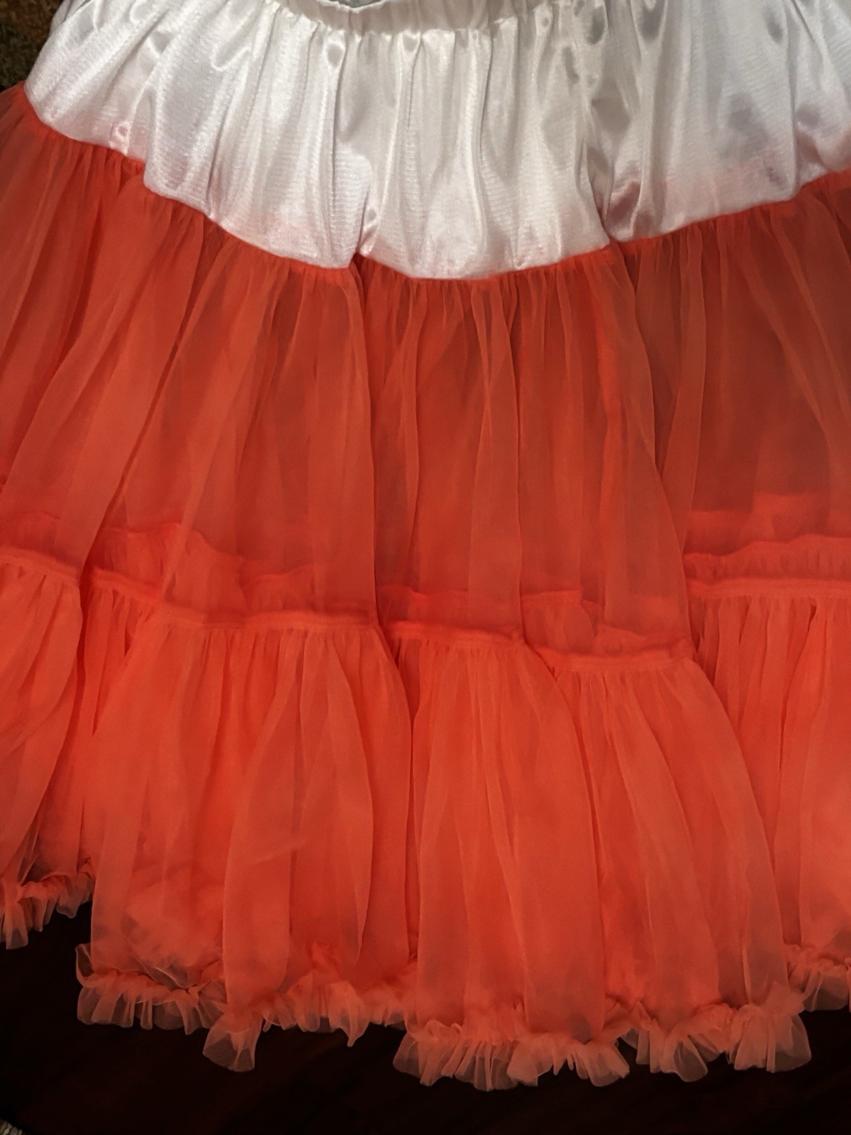 UNIQUE VINTAGE +PANTONE Rockabilly 50s-Style Orange Ruffled Petticoat Crinoline