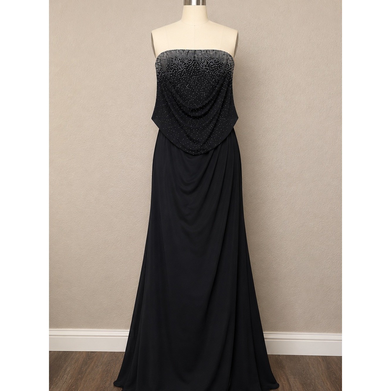 Avanti Designs Vintage Black Beaded Strapless Formal Gown Women’s Cocktail Dress