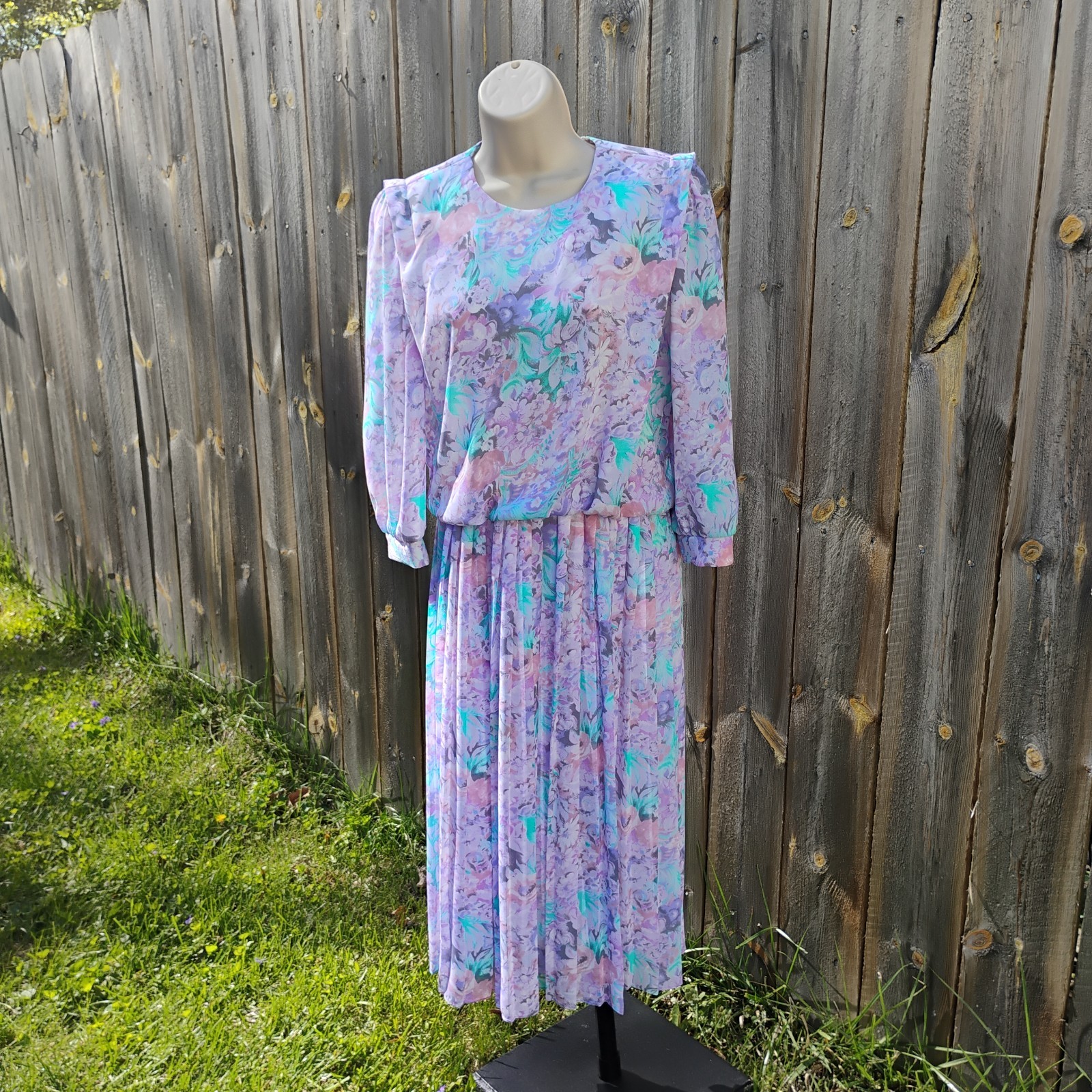 Vintage Floral Midi Dress VLP Petites Size 4 Small Cottagecore Coquette Fairy