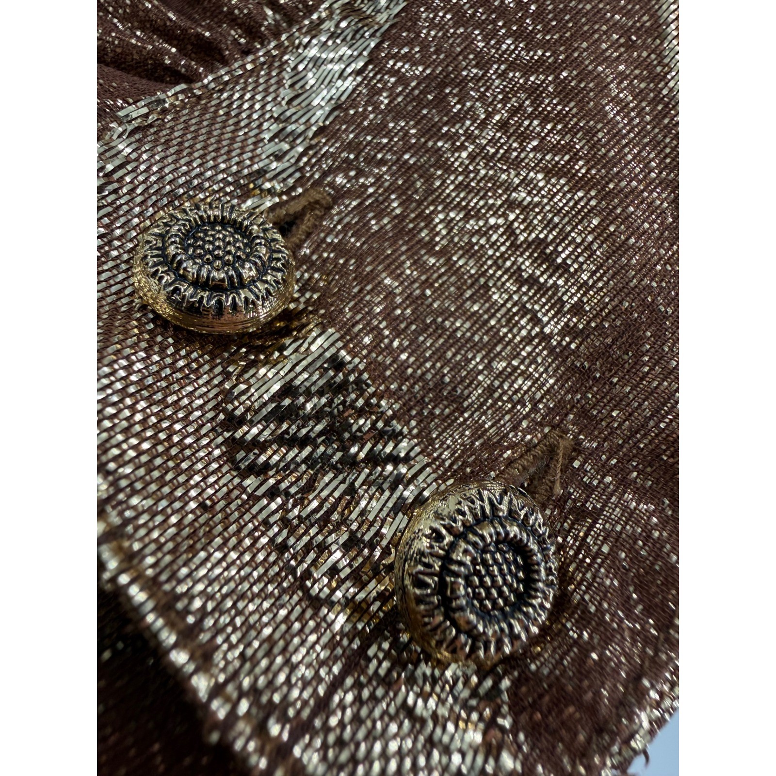 Nina Ricci Blouse Womens 16 Bronze Gold Metallic Lurex 80s Vintage Glam Disco
