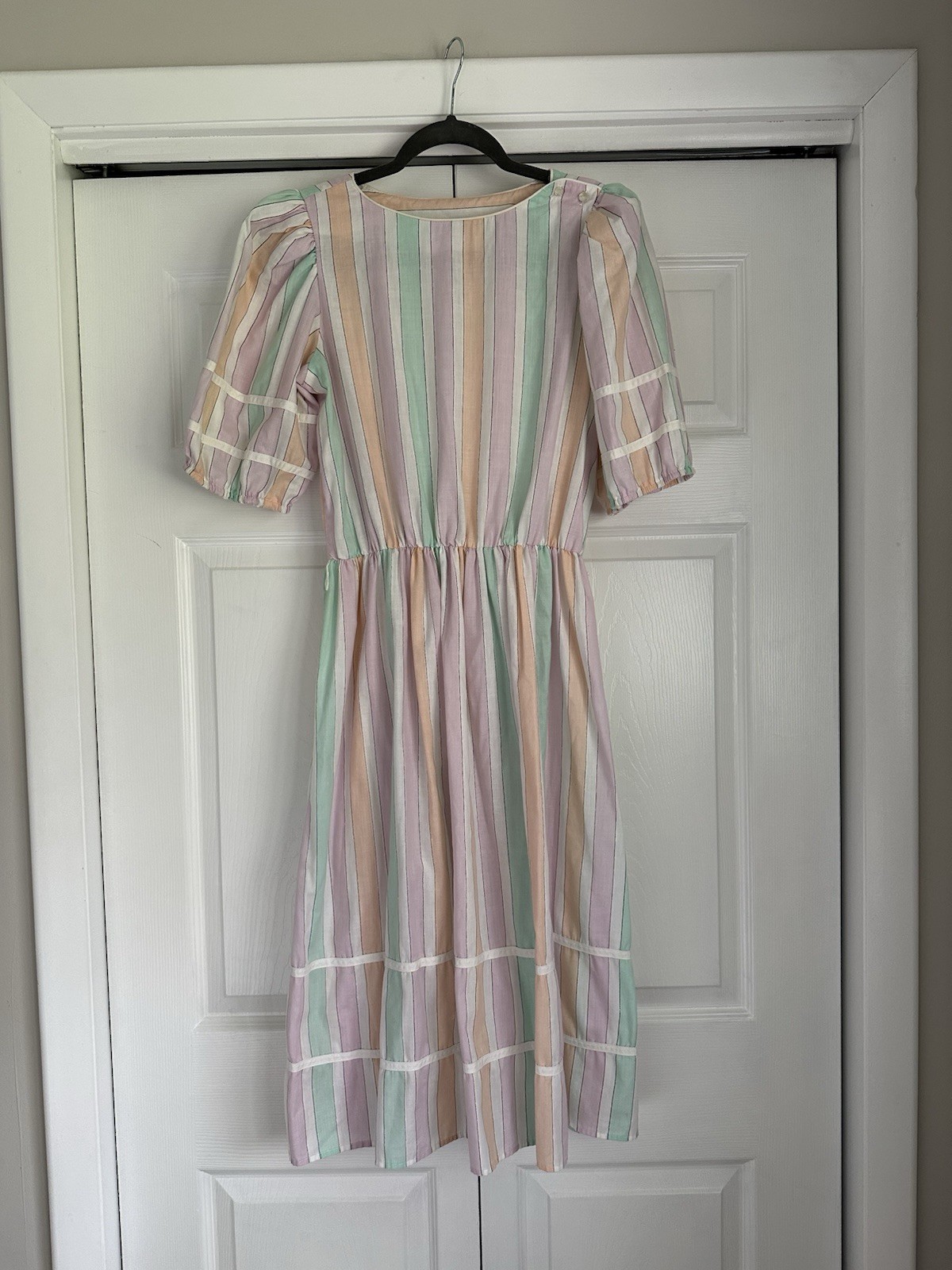 Vintage You Babes II Fritzi Dress Size 11 1970s 1980s Pastel Stripe Spring