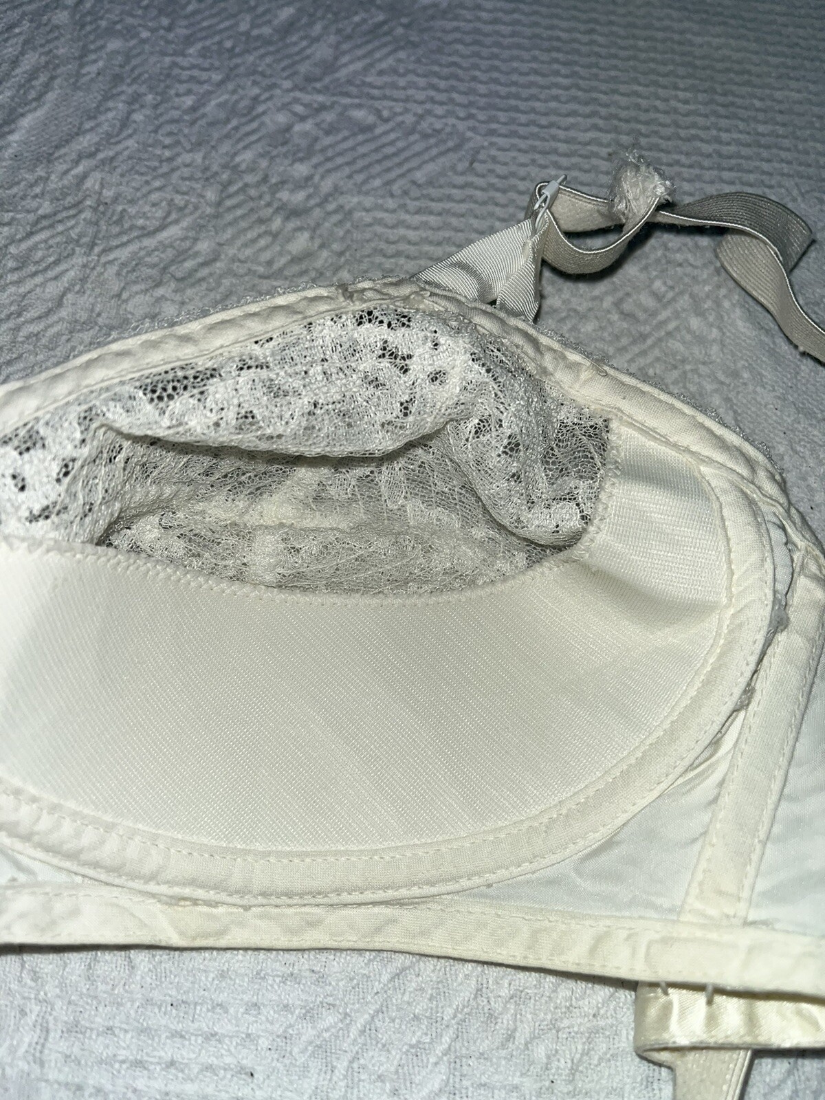 Vtg 50’s Bra Circle Stitch Hollywood Vassarette Backless Petal Pusher White 36B