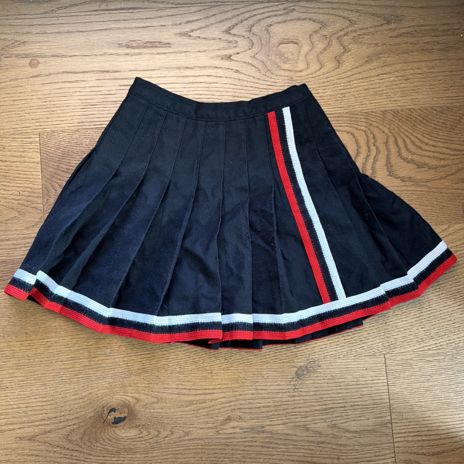 Vtg Cheerleader Skirt Women’s XXS Broadway Supply Black Stripe Micro Mini