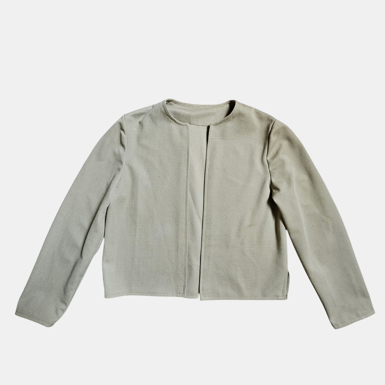 Vintage Long Sleeve Cropped Open Front Blazer Jacket M Minimalist Academia