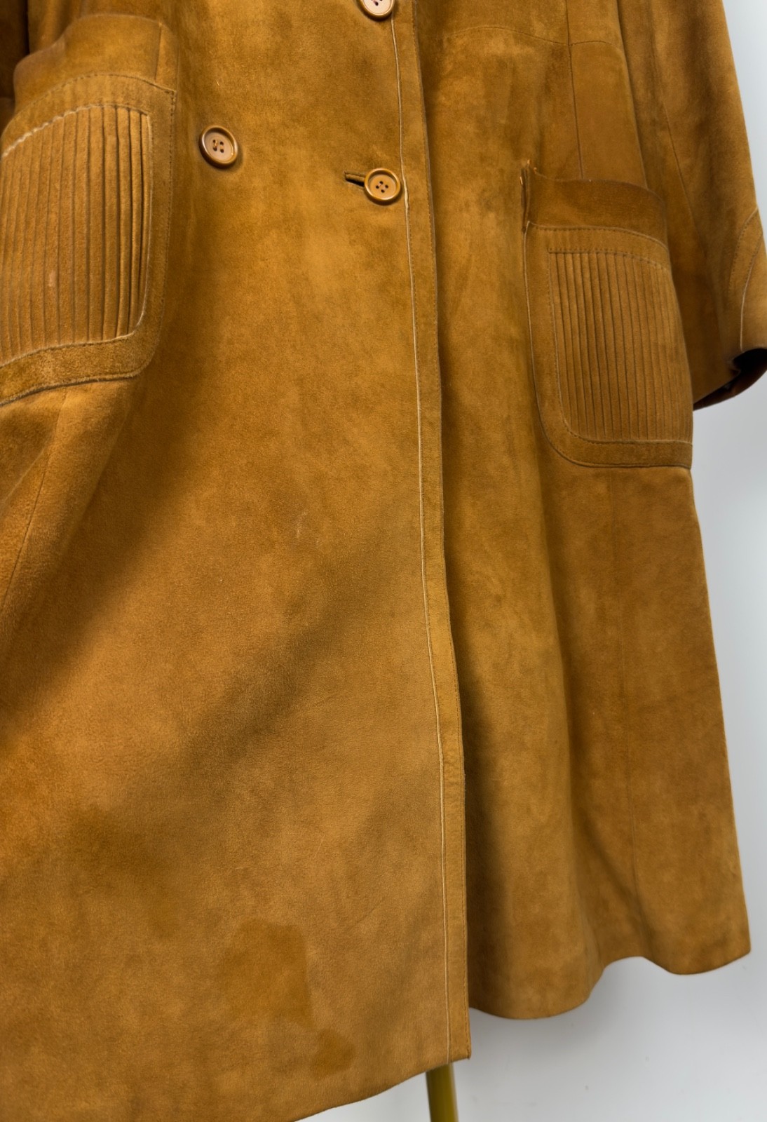 Vintage LOEWE Suede Trench Coat Leather 1970s /1980s Size FR 42 / Caramel Ochre