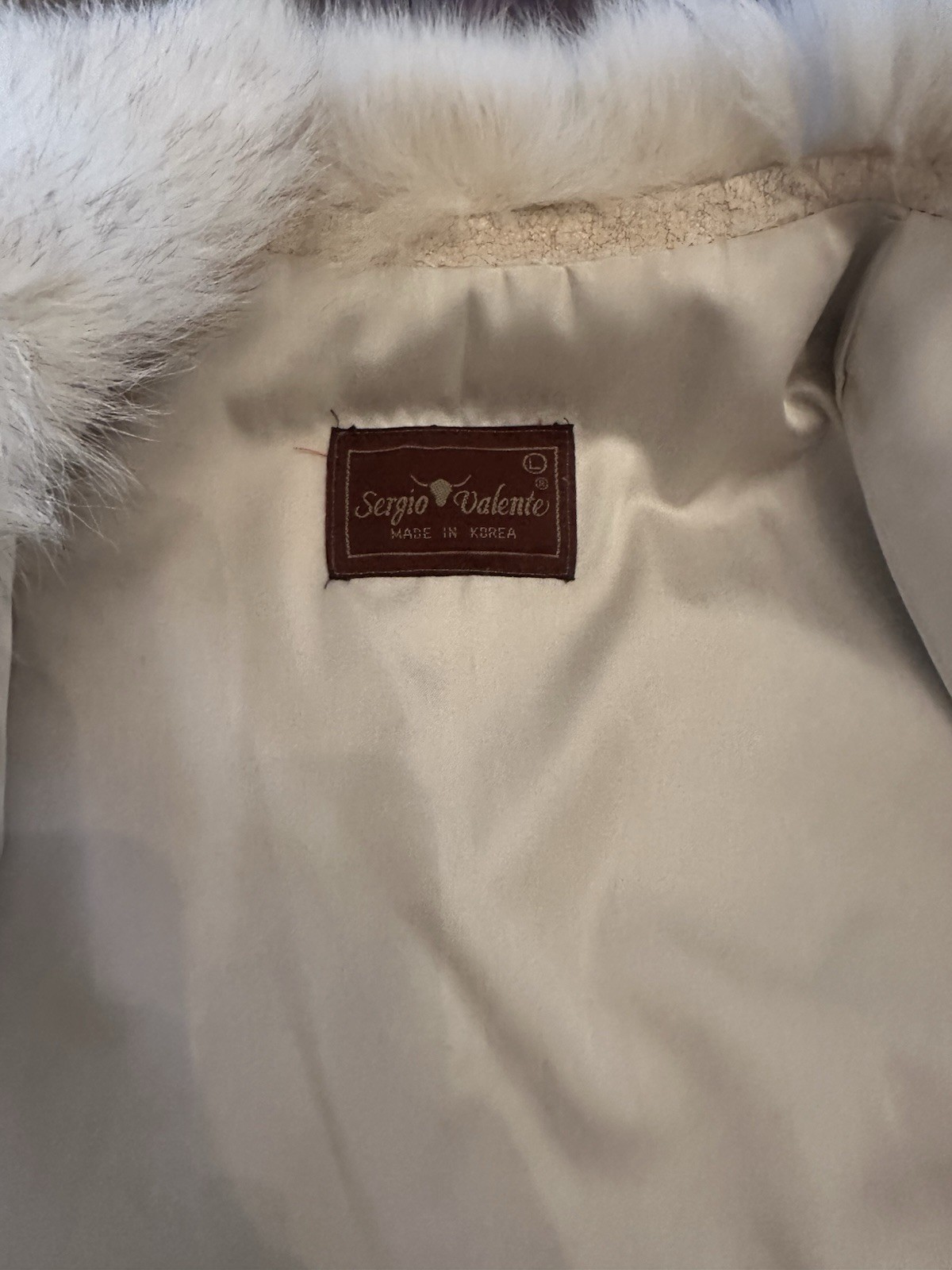 SERGIO VALENTE Vintage Off White Cream Rabbit Fur Mob Wife Coat Jacket