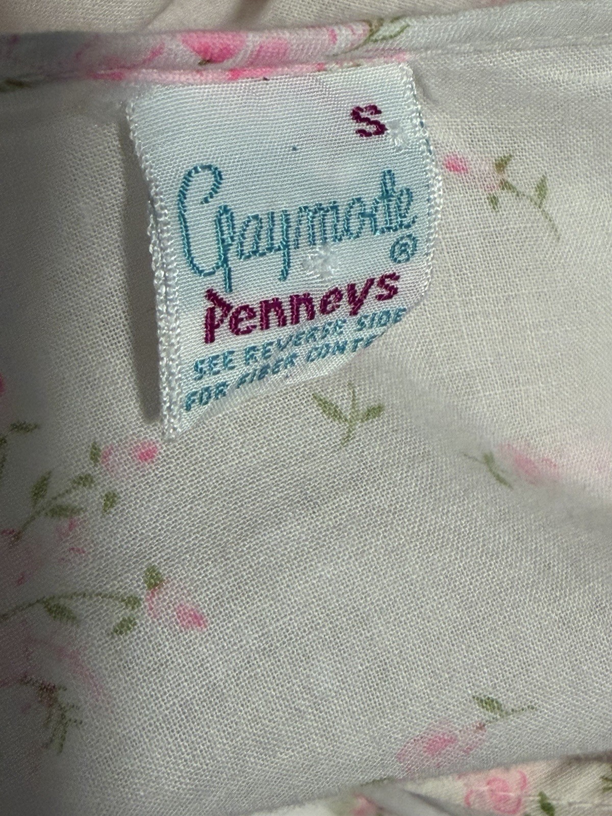 VTG 60’S PENNYS GAYMODE PINK FLORAL W/ EMBROIDERED LACE BABYDOLL NIGHTGOWN SZ S
