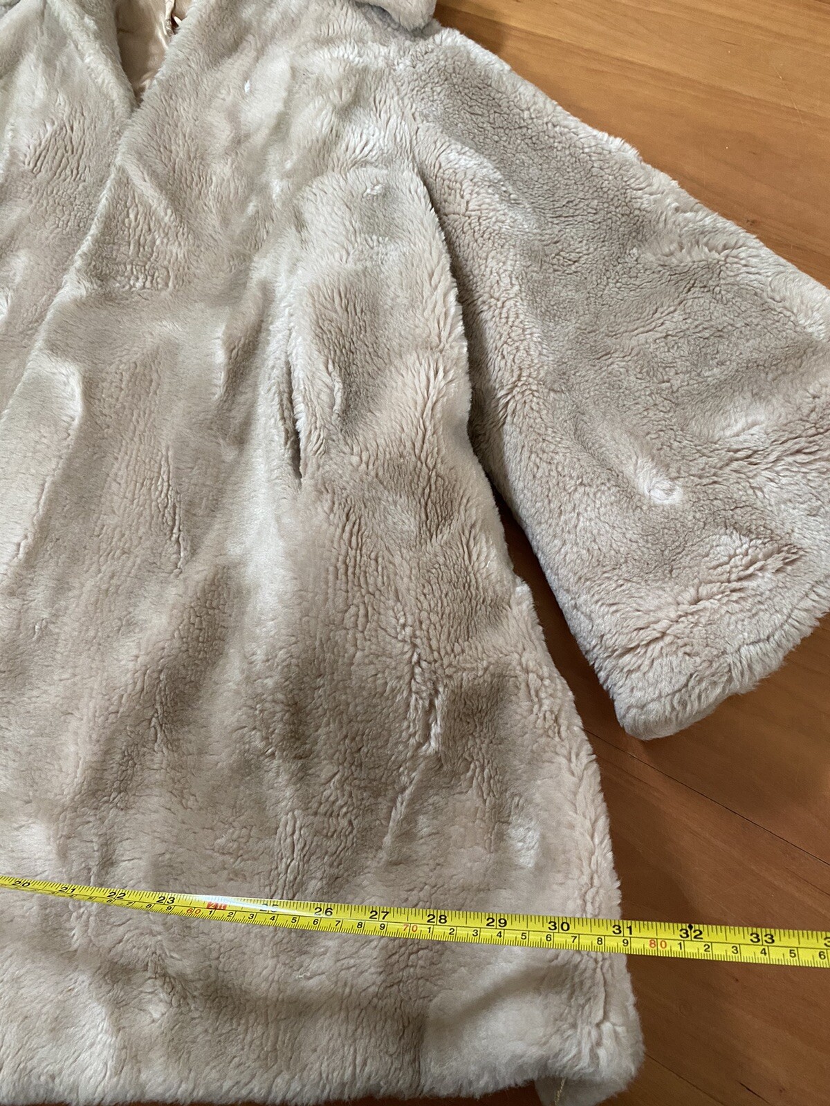 Vintage Coat Imperial Ollegro Tan Beige Faux Fur Mid Length Medium (JK) Womens