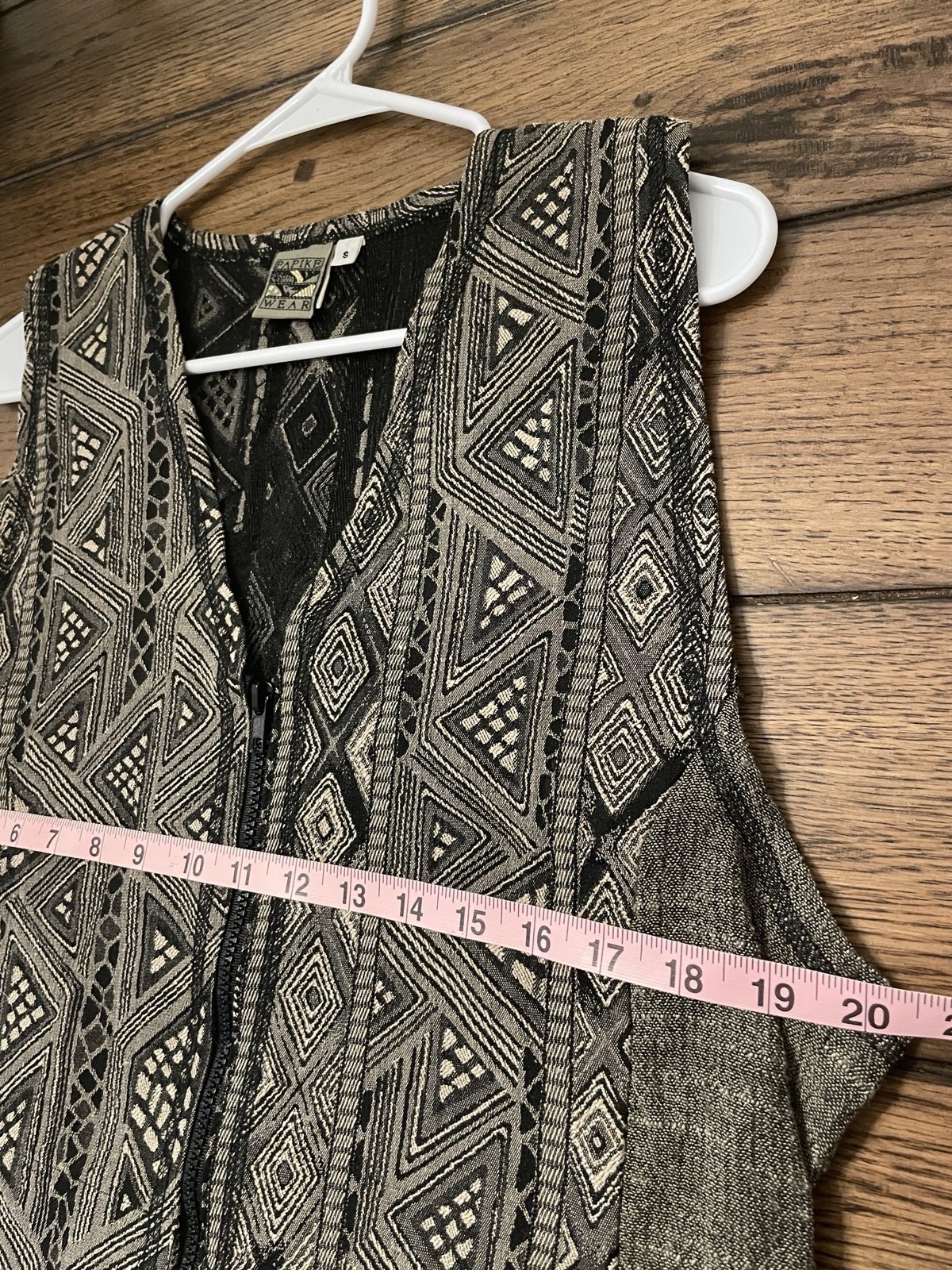Vintage 90s Vest Top with Zipper, Embroidery Tribal Shirt Indie Sleaze Tank Rare