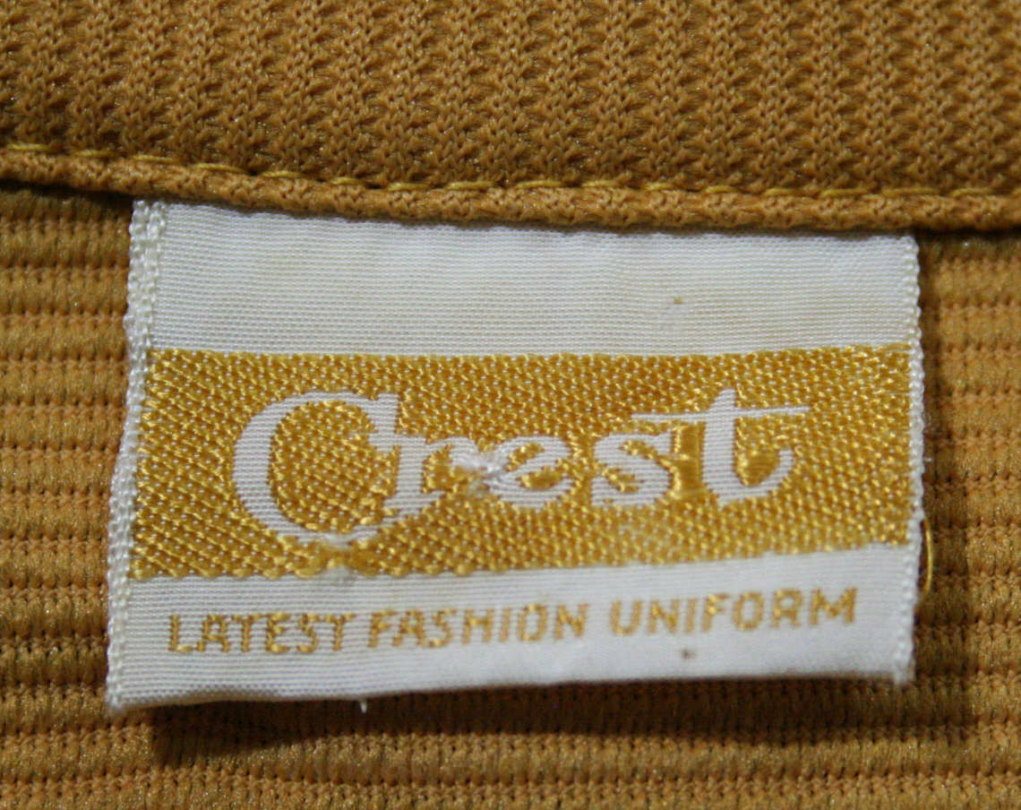 Size 8 1960s Safari Shirt Mustard Yellow Polyester Top Stewardess Style Uniform