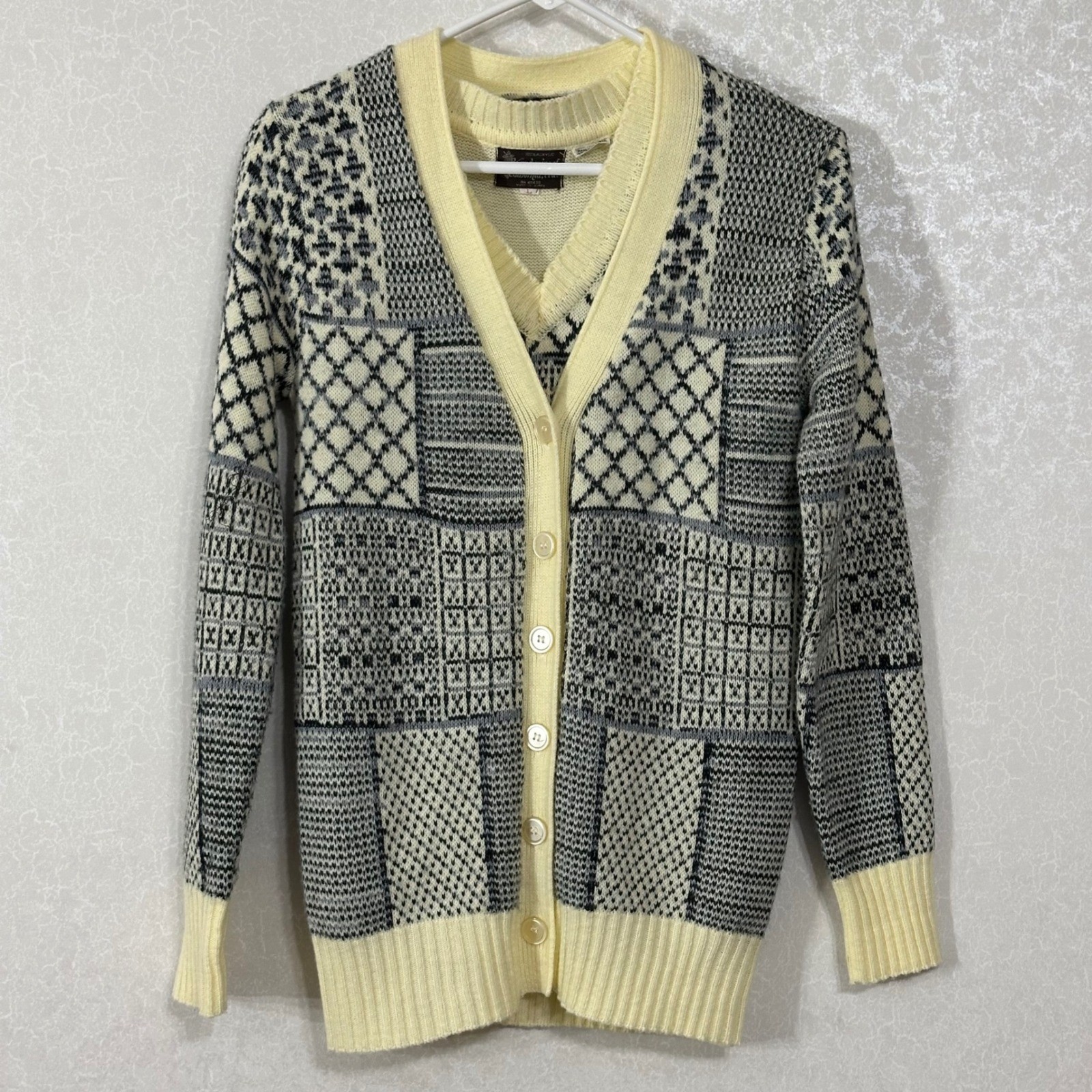 Brandywine of California Vintage Plaid Patchwork Cardigan & Vest Set Retro M & L