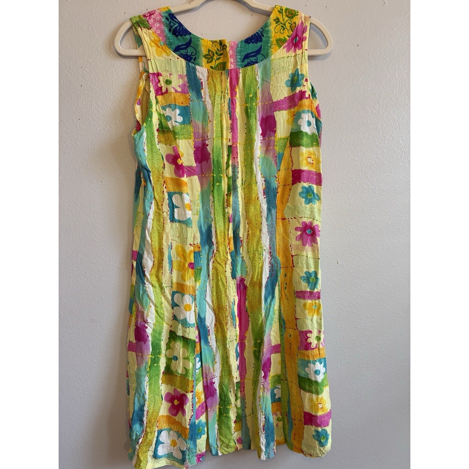VTG Jams World Floral Dress XL Tropical Shift Relaxed Boho Casual Beach Resort