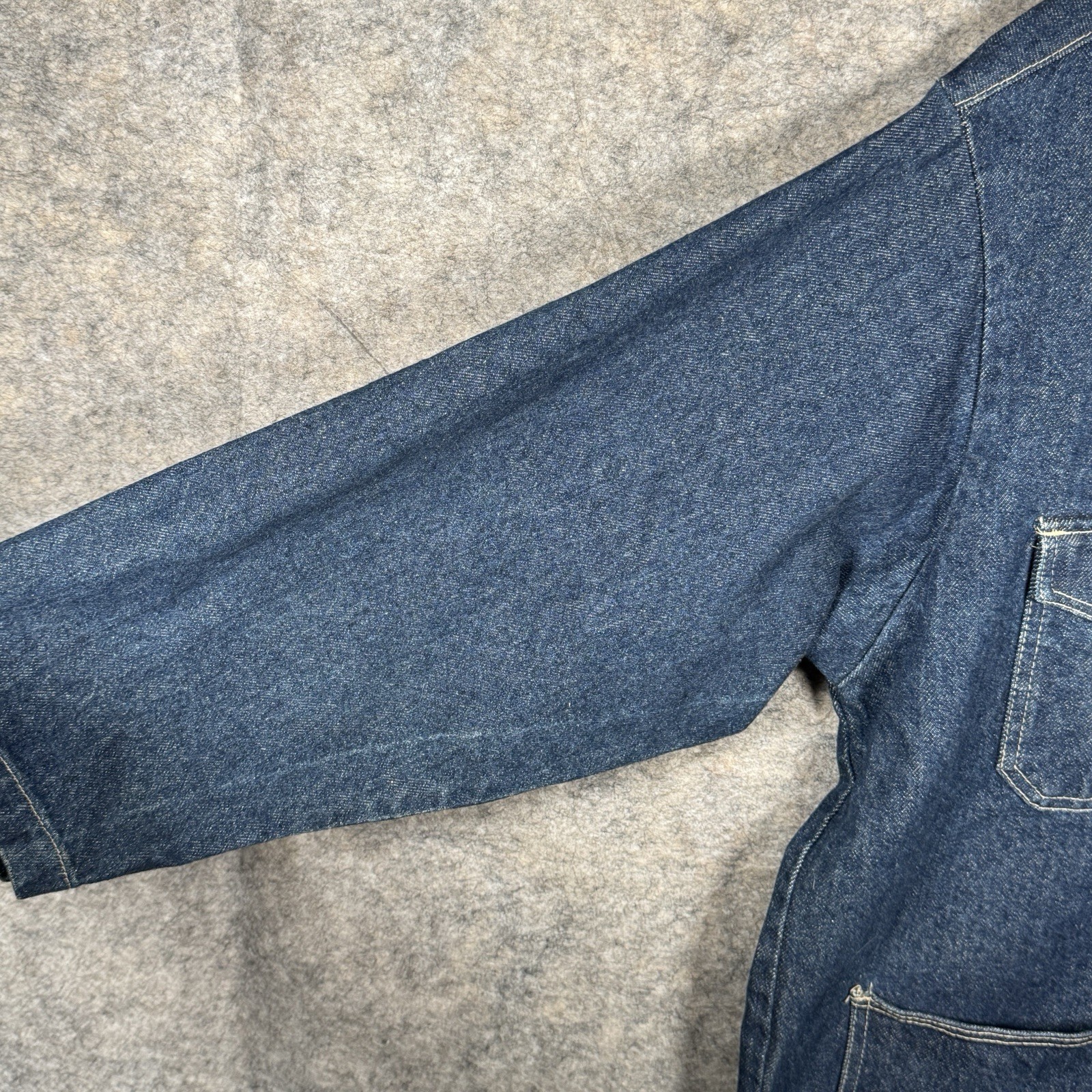 Vintage 90s Womens Avon Denim Chore Coat Size M 24×32 Corduroy Collar Pockets