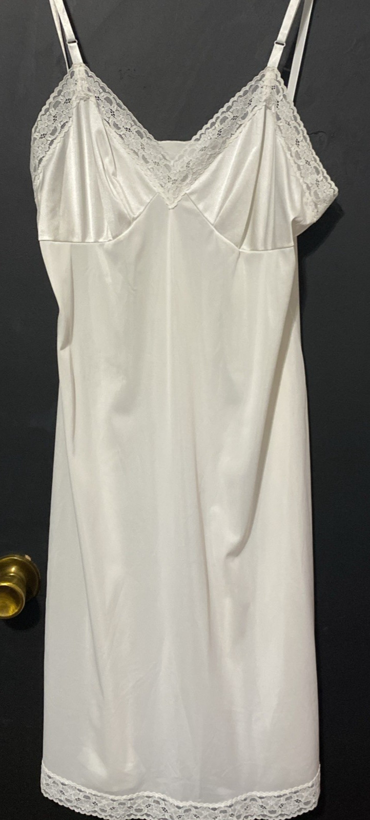 VTG Vanity Fair 10-103 Sz 36 Semi-Sheer White Nylon Lace Trim 24″ Rockabilly