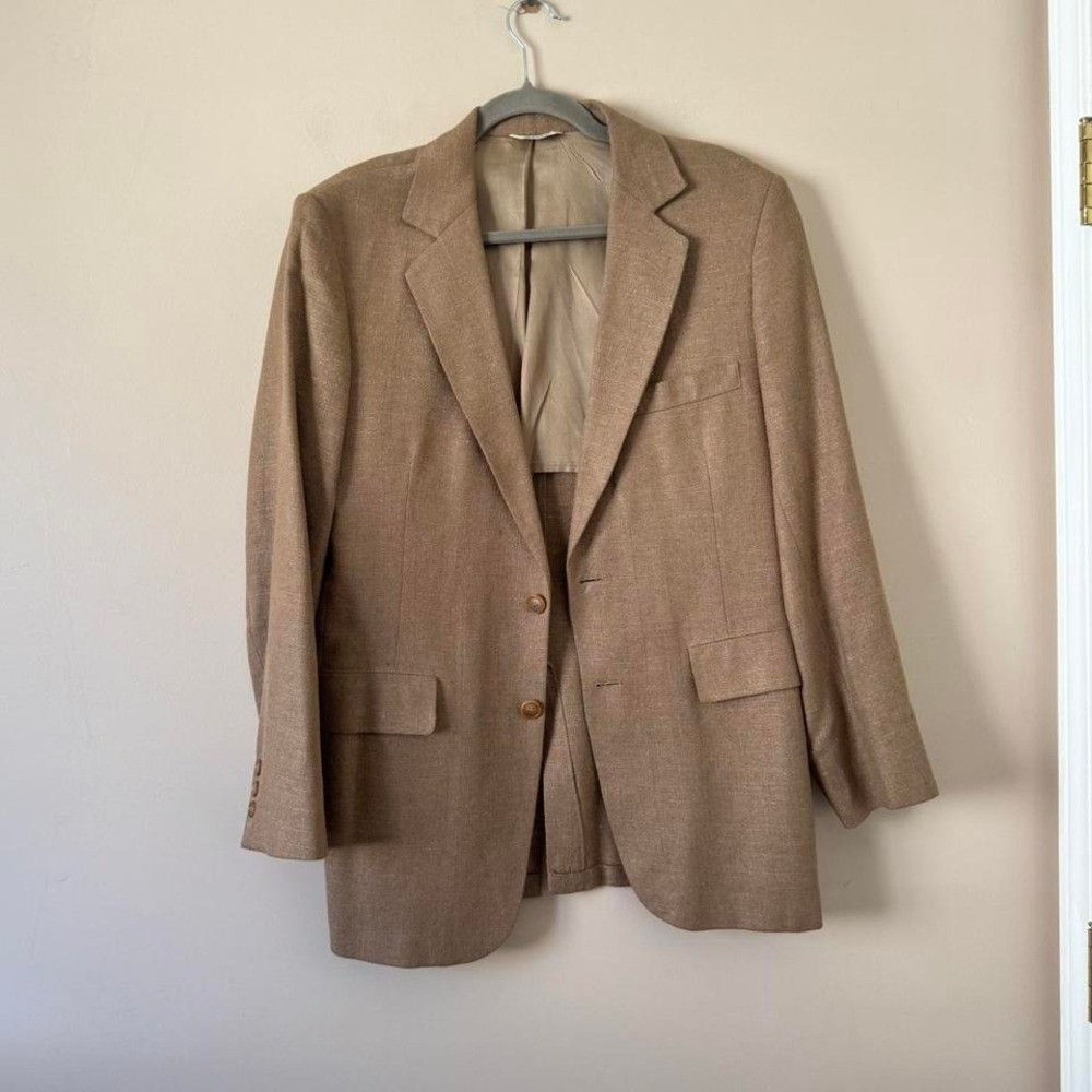 Vintage Brown Raw Silk Blazer Size Med Brown