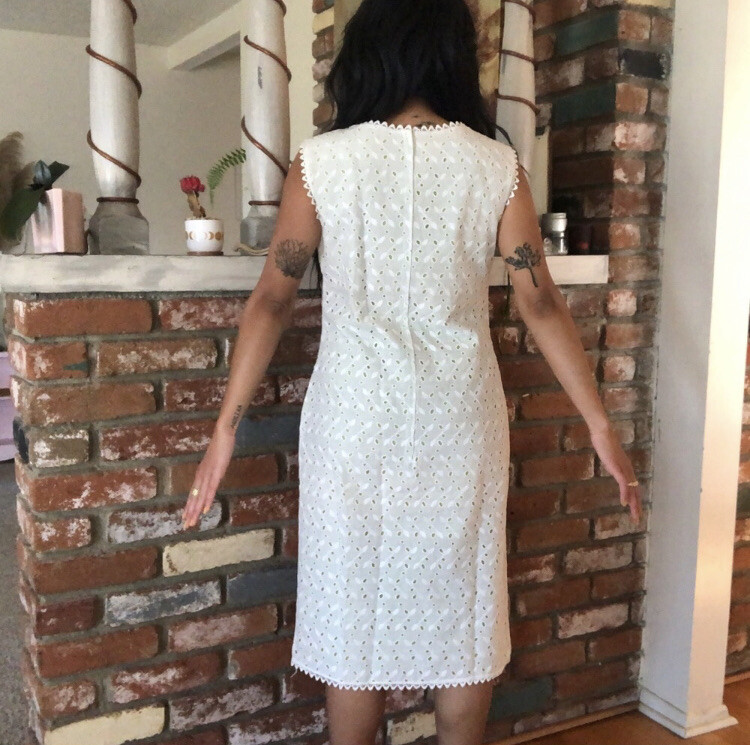 Vintage Deadstock 1960s Lacy Embroidered Eyelet Mod Shift Zacuto Dress