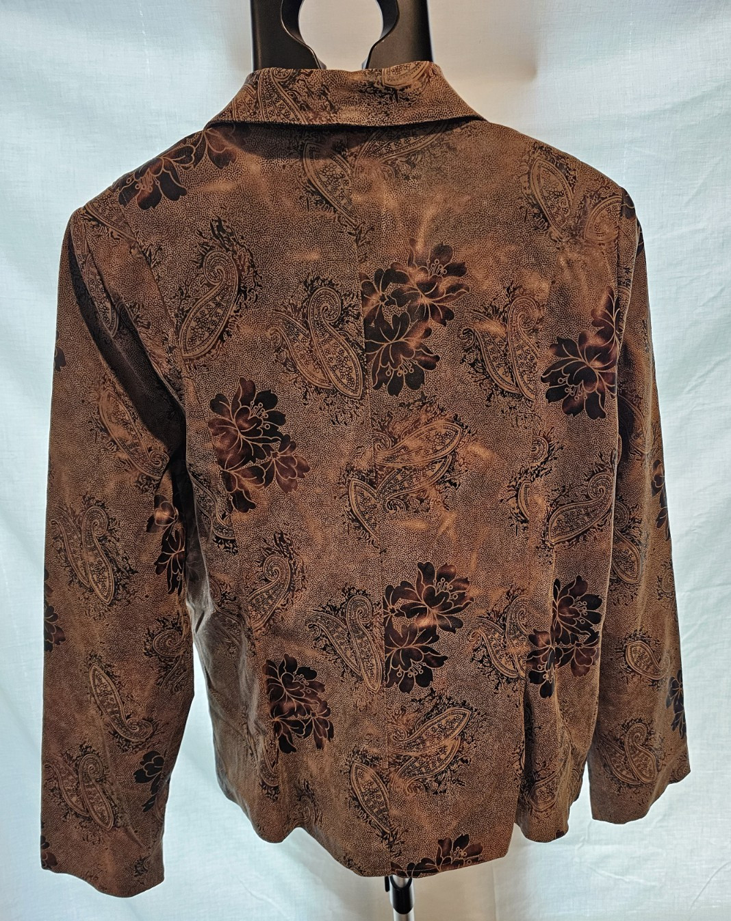 Vintage Erin London Bronze Brown Blazer Floral Damask Pattern