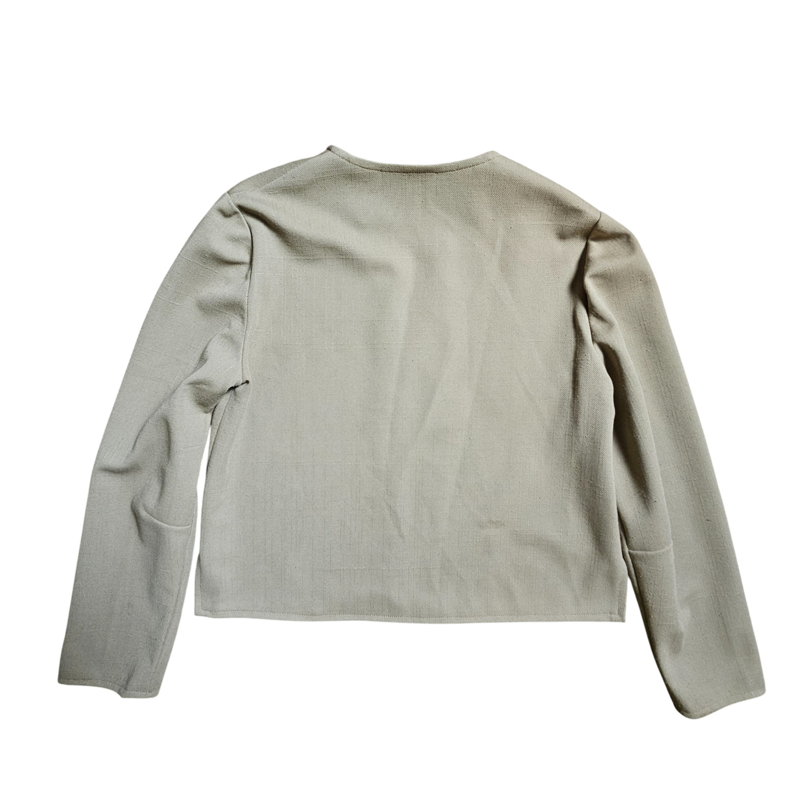Vintage Long Sleeve Cropped Open Front Blazer Jacket M Minimalist Academia