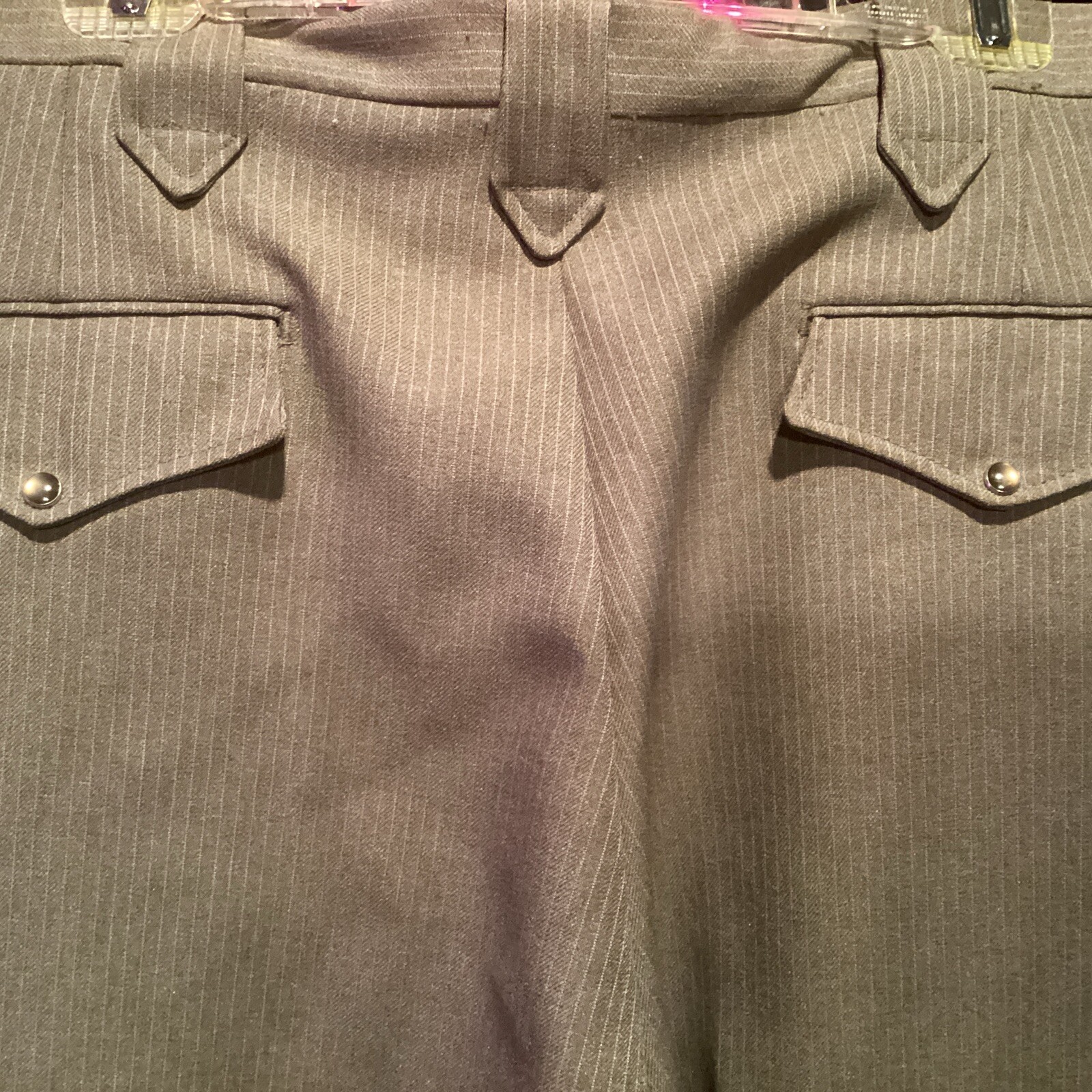 Vtg DC Dee Cee Brand Western Wear Pants Brown Striped 42×33 Pearl Snap
